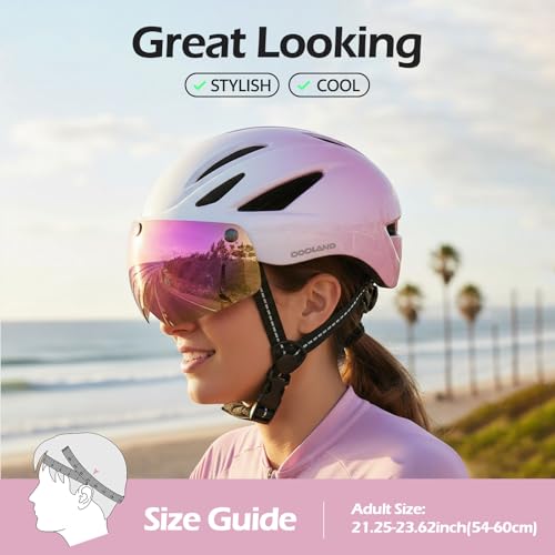 Adult Bike Helmet with Magnetic Visor - Gradient Rose Pink
