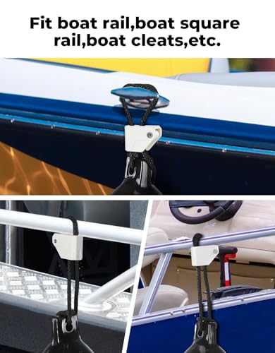 KEMIMOTO White Boat Fender Clips - Adjustable Quick Release Marine Cleats (2 pcs)