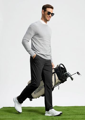 Men's Stretch Golf Pants - Lightweight Quick Dry Casual Trousers with Pockets