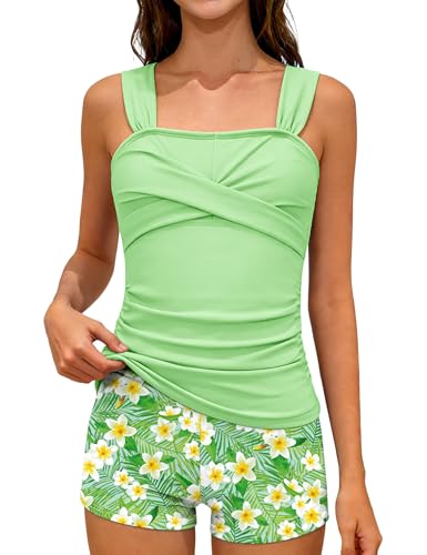 GEMLON Girls Tankini Swimsuit 2-Piece Bathing Suit 13-14 Years Green