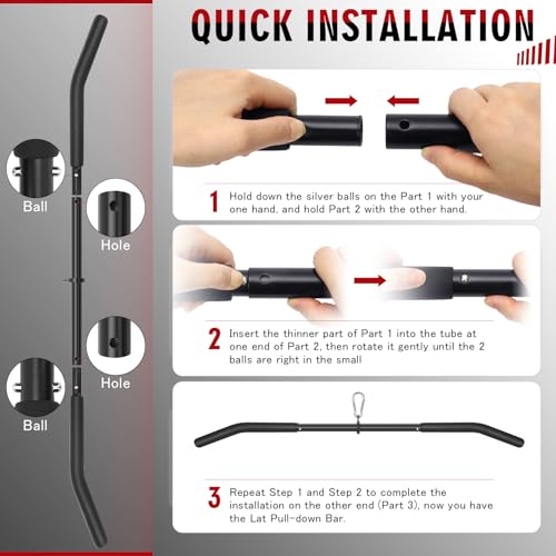 39.7'' Lat Pulldown Bar with 360° Rotation for Cable Machines