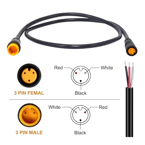 Ebike Extension Cable - Waterproof 3 Pin Female to Male Connector