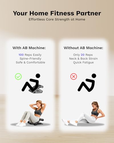 Ab Machine with 4-Speed Auto Rebound - Sit Up Trainer Black