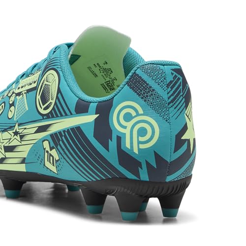 Puma Unisex-Child Christian Pulisic Soccer Cleats - Ultra Firm Ground, Deep Aqua-Marine Blue & Green, Size 3