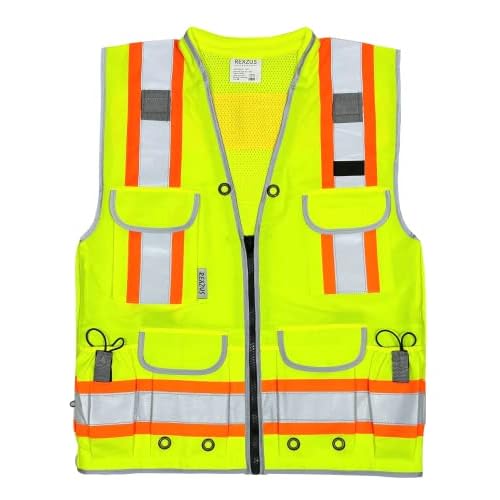 A Reflective Safety Vest For men Class 2 Heavy Woven Two Tone Engineer Hi Viz Safety Vest 3M Tape