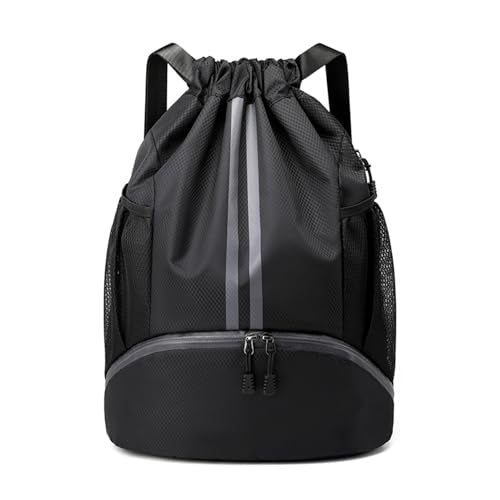Large Capacity Drawstring Backpack with Shoe Compartment - Water-Resistant Gym Bag