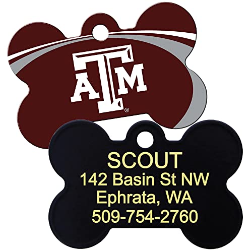 Personalized NCAA Sports Team Dog Tag - Bone Shape Pet ID Tag