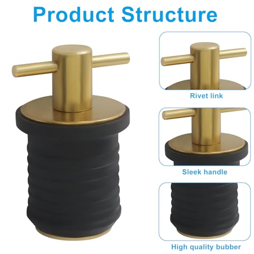 1 Inch Brass Boat Drain Plug - T-Handle Design, 2 Pack