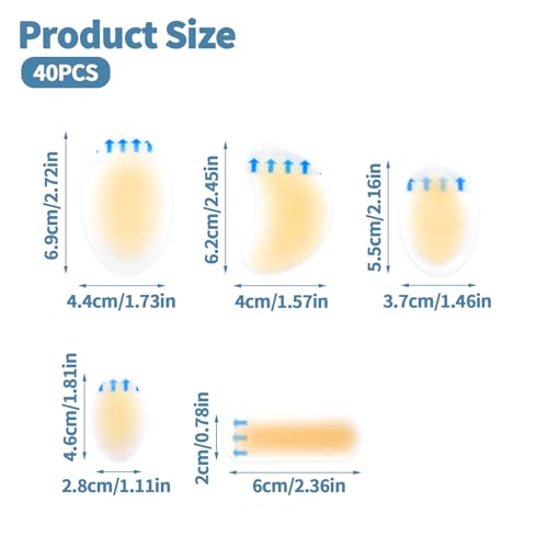 40 PCS Hydrocolloid Blister Bandages - Water Resistant Protection