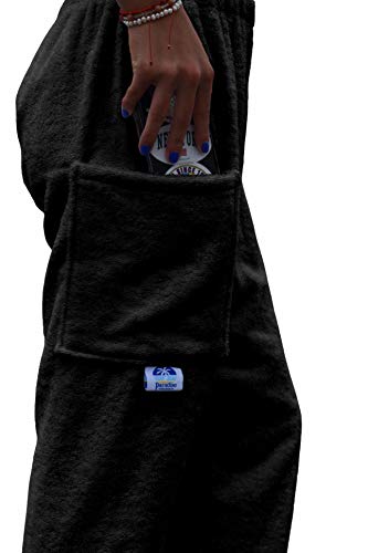 Adult Black Cotton Towel Pants Swimsuit Coverup - Paradise Towelwear, Size L