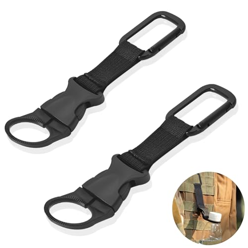 Portable Water Bottle Clip Holder - 2PCS Black Buckle Clip