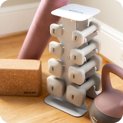 Dumbbell Rack - Sturdy Cast Iron Space-Saving Storage - L/Sandstone