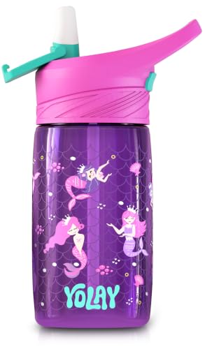 Kids Water Bottle with Straw - 15 oz - BPA-Free - Mermaid