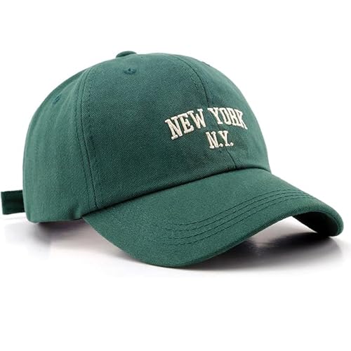 Unisex New York Embroidered Distressed Baseball Cap - Green