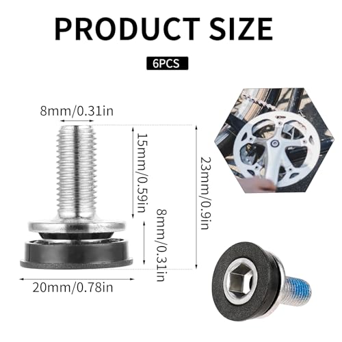 6 Pcs Bike Crank Arm Fixing Bolts - Metal Bottom Bracket Screws