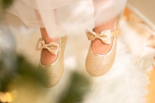 Felix & Flora Toddler Girl Dress Shoes 7 Toddler B810 Gold Flower Mary Jane Flats