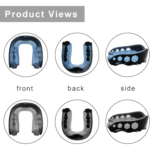 Football Mouth Guard - 2 Pack Youth & Adult Sports Mouthpieces with Strap