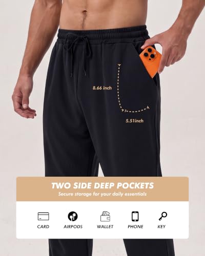 BOOJO 5 Pack Men's Sweatpants with Pockets - Mesh Open Bottom Athletic Pants (Medium, Black/Light Grey/Dark Grey/Navy/Army Green)