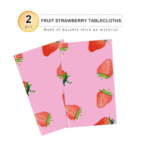 Strawberry Party Tablecloths - 2 Pack Disposable 54x108