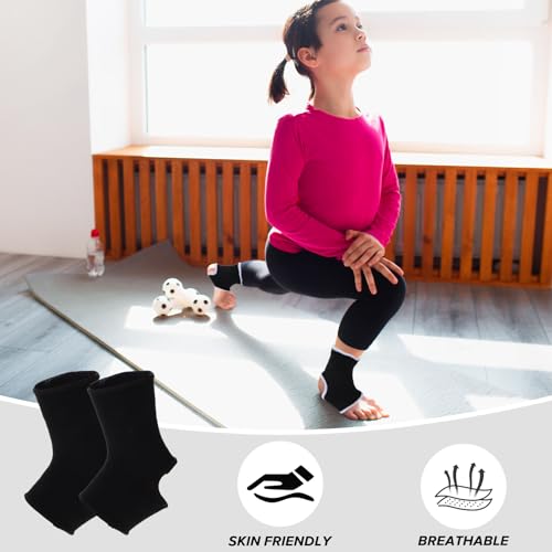 Kids Ankle Brace Compression Sleeves - 2 Pairs Black & White