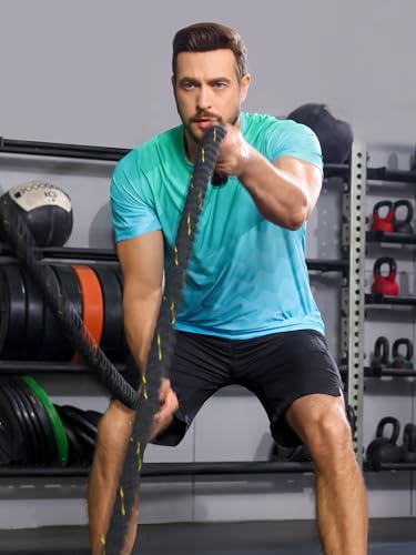 Men's Athletic T-Shirt - Short Sleeve Running Top - Large Aqua Wave