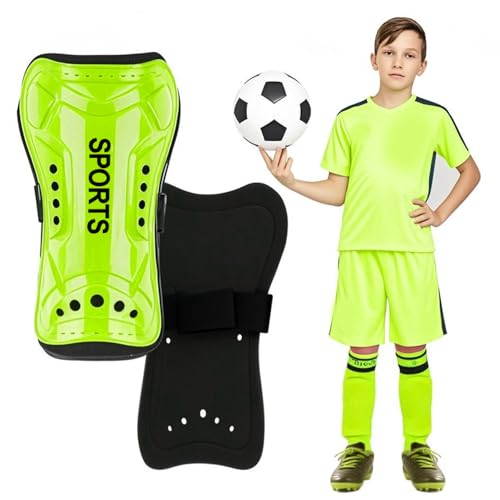 Youth Soccer Shin Guards - Neon Yellow, Size M - Protective Gear