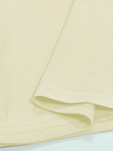 iGENJUN Women's Summer Racerback Tank Top Cream Large Slim Fit Ribbed V Neck