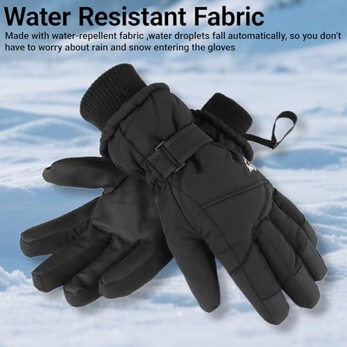 Women's Winter Ski Gloves - Waterproof Touchscreen, Black Style, Medium