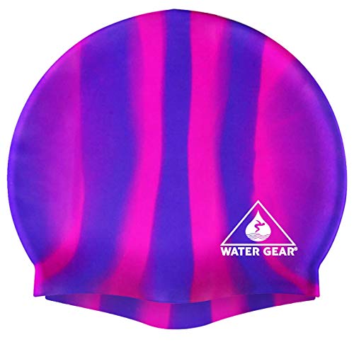 Silicone Swim Cap - Comfortable & Durable - Pink/Blue