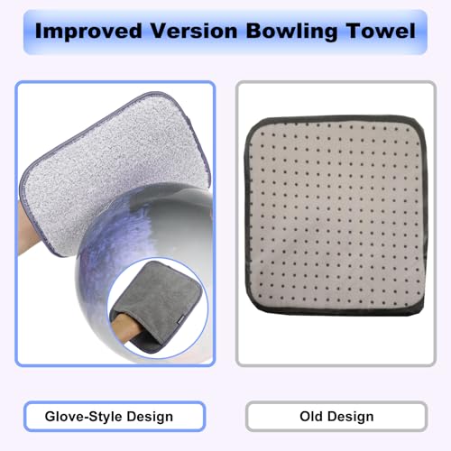 Wearable Bowling Ball Shammy Pad - Dual-Sided Towel Glove, 2-Pack Gray