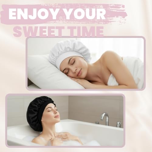 AILONSHAWN Satin Bonnet for Women & Men - Large White Silk Sleeping Cap, Y