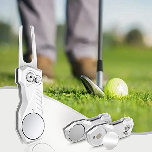 Golf Divot Repair Tool with Magnetic Ball Marker - G-Silver
