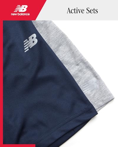 New Balance Boys' 2 Pack Moisture-Wicking Mesh Basketball Shorts, Sizes 8-20, Grey/Deep Blue, 14-16