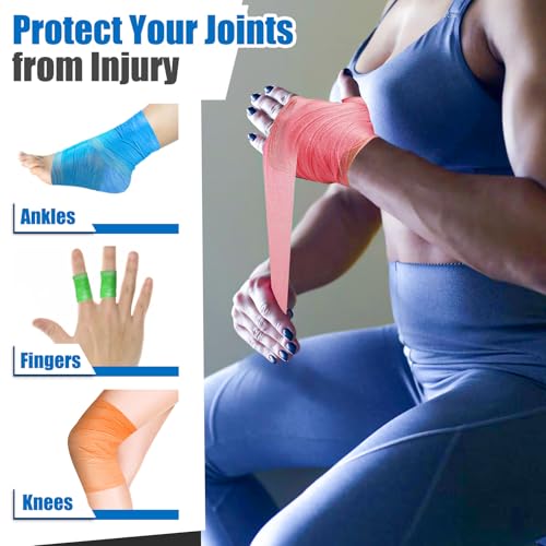 8-Pack Pre Wrap Athletic Tape - Latex-Free Foam Sports Wrap - Random Colors