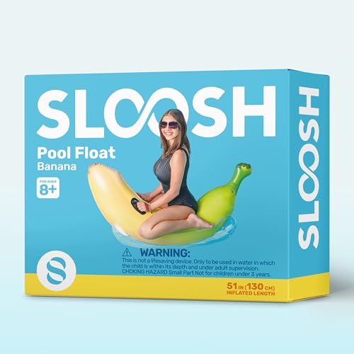 Sloosh Inflatable Banana Pool Float - Fun Ride-On Water Lounger for Summer Pool Parties