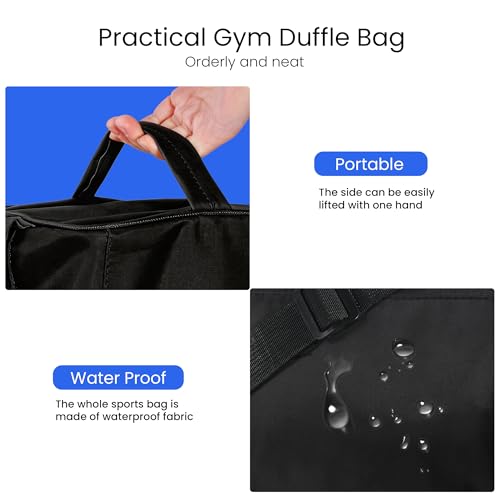 Small Gym Bag for Travel - Lightweight Waterproof Duffel - 15 Inches Black