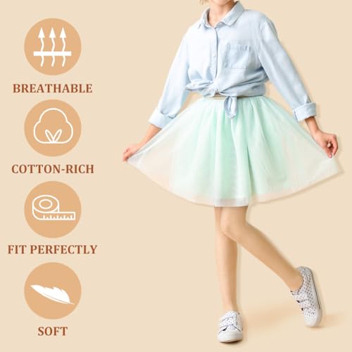 Ballet Tights for Girls - Ultra Soft Stretch Footed Leggings, 20den Skin Colored - Medium