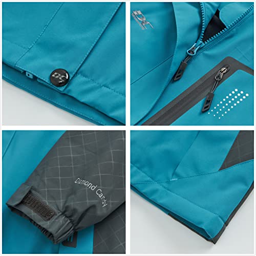 Diamond Candy Women's Waterproof Hooded Rain Jacket - X-Large Blue