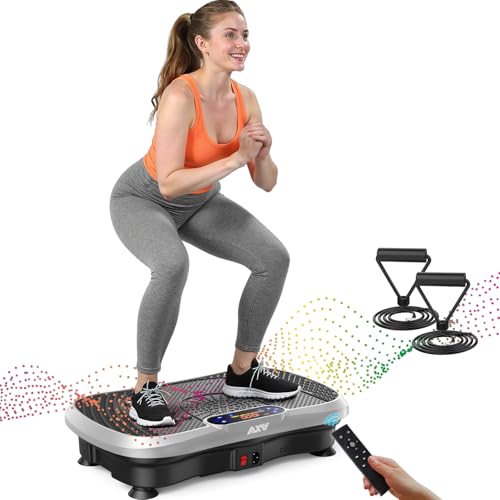 Vibration Plate Fitness Machine - Curved 200W, Bluetooth, Slim Silver