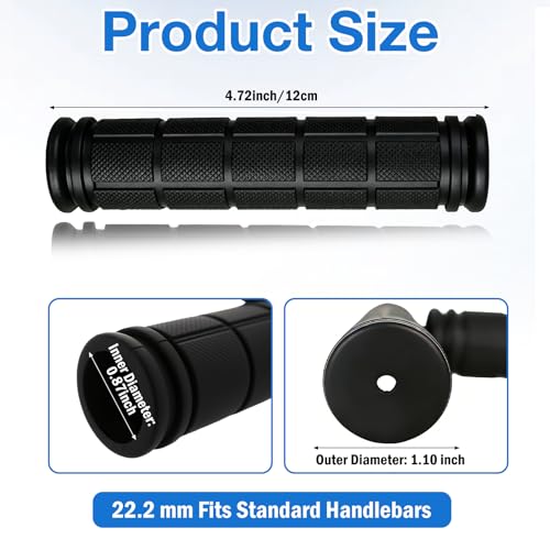 Bicycle Handlebar Grips - Soft Rubber Mushroom Grips, 2 Pairs - Black