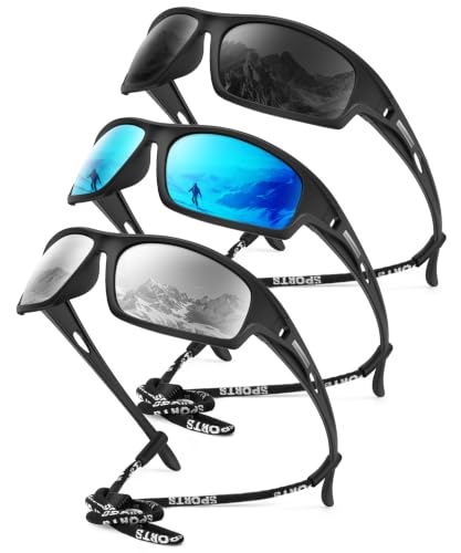 Polarized Sunglasses for Men - UV400 Protection - C04 Black/Ice Blue/Silver