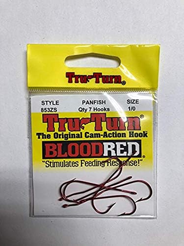 Size 1/0 Aberdeen Fishing Hooks - Red, Pack of 6