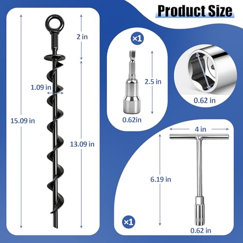 Heavy Duty Ground Anchors 4 Pack - 15 in Steel Screw-in Stakes