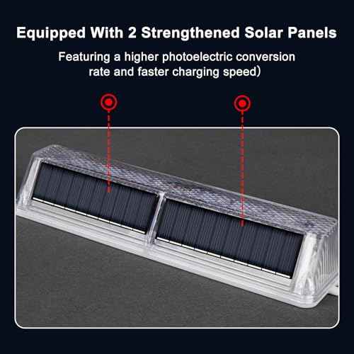 Aolyty Solar Warning Light, Bright Red and Blue Light Flashing Alternately Waterproof Emergency Caution Light for Construction Site, Dock, Guardrails, Driveway, Beacon (Red & Blue)