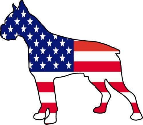 Boxer Dog American Flag Decal - 4x2.8 Inch Weatherproof Sticker Set of 2