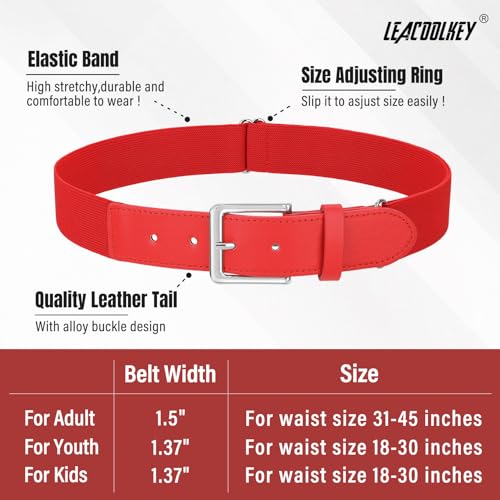 LEACOOLKEY Baseball Belt and Socks Combo Set F-red Adult – Adjustable softball belt & socks