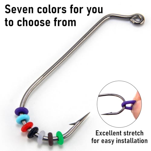 250-Pack Silicone Bait Stoppers for Soft Plastic Lures - Black, Small