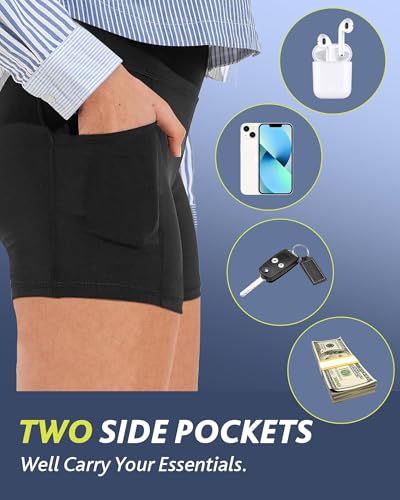 High Waisted Biker Shorts with Pockets - 3/5/8 Inch Yoga & Gym Shorts