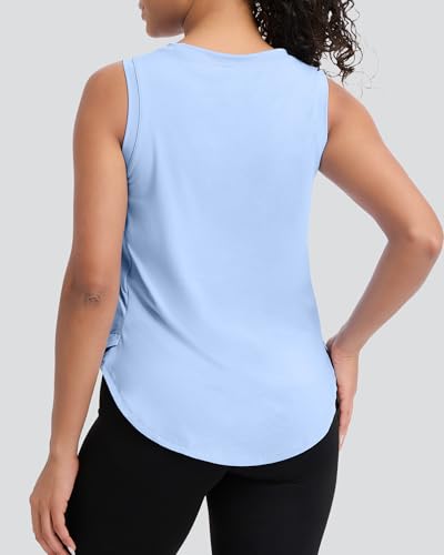NebuKinex Women's Sleeveless Workout Tank Tops 4-Pack - Black, Grey, White, Blue, Medium