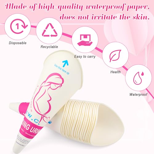 20 Pack Disposable Female Urinal Funnels for Travel - Stand Pee Cup